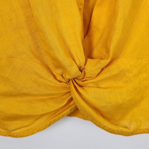 INC Linen Button-Front Twist-Hem Breezy Yellow Blouse Size S - Picture 8 of 13
